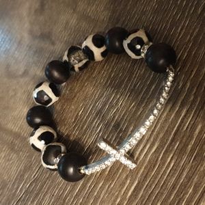 wristlet bracelet cross  animal print